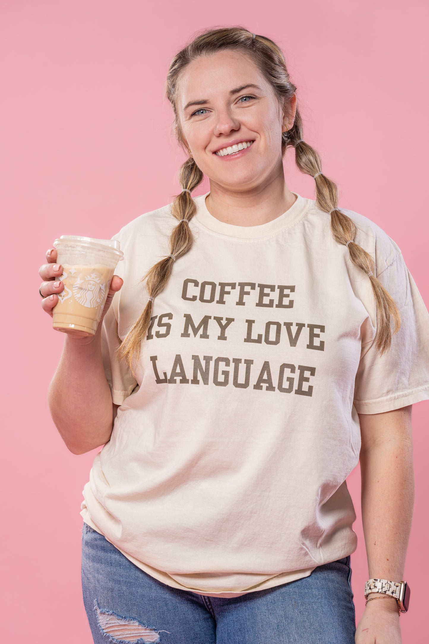 Coffee Is My Love Language (Brown) - Tee (Vintage Natural, Short Sleeve)