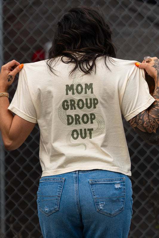 Mom Group Dropout (Front, Back) - Cropped Tee (Vintage Natural)