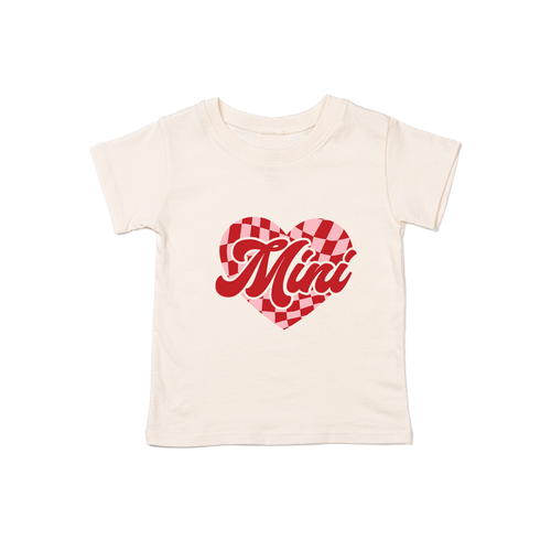 Mini Checkered Heart (Pink/Red) - Kids Tee (Natural)