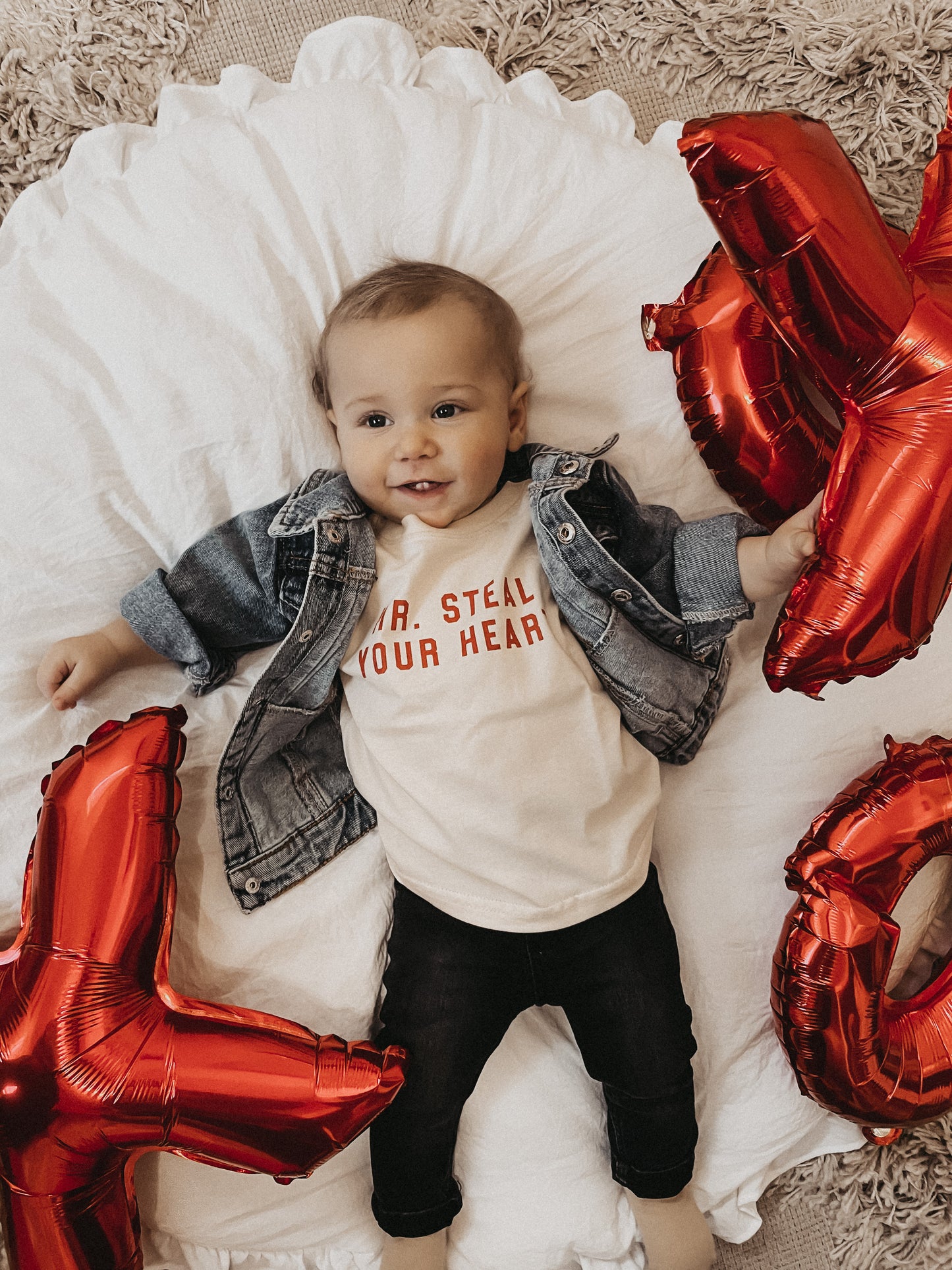 Mr. Steal Your Heart (Red) - Kids Tee (Natural)