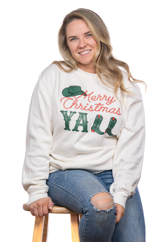 Merry Christmas Y'all - Sweatshirt (Creme)