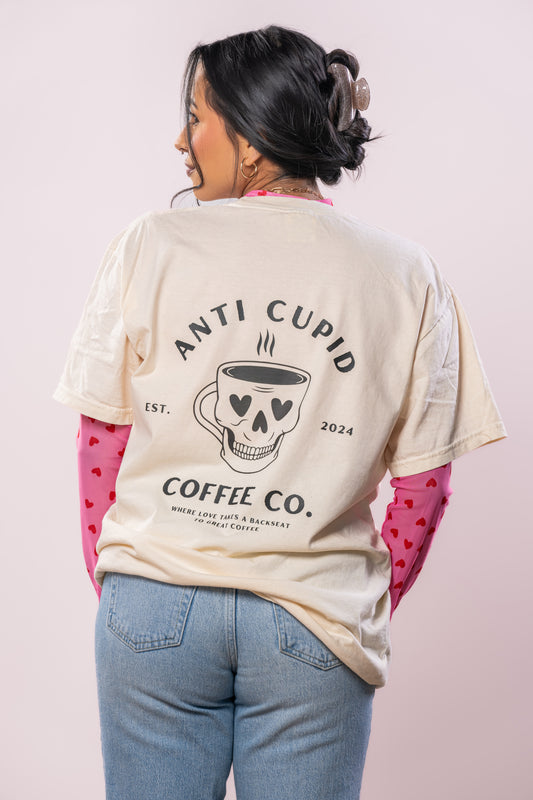 Anti Cupid Coffee Co. (Pocket & Back) - Tee (Vintage Natural, Short Sleeve)
