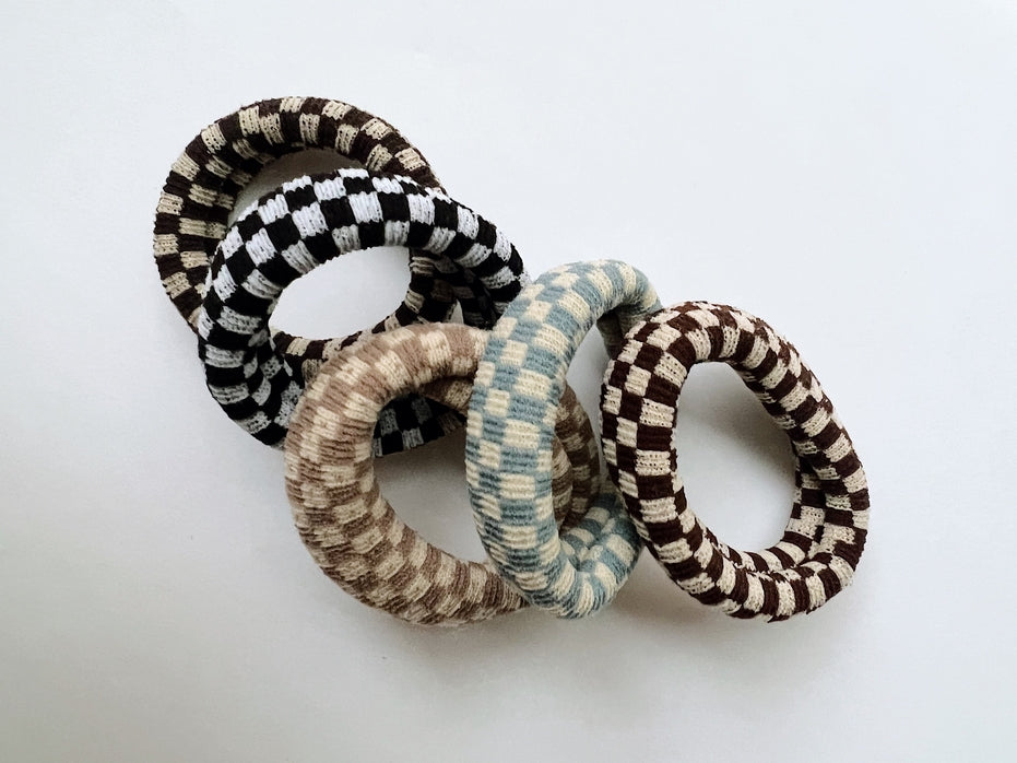 Checkered Soft & Stretchy Hair Tie Pack