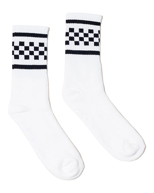 Checkered Crew Socks (White/Black)