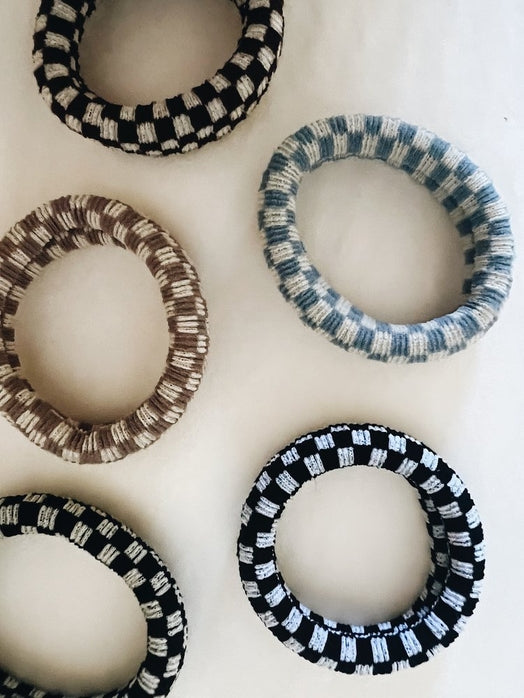 Checkered Soft & Stretchy Hair Tie Pack