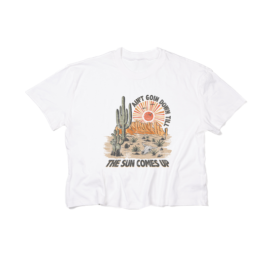 Aint Goin Down Till The Sun Comes Up - Cropped Tee (White)