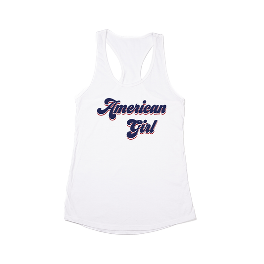 American Girl (Blue) - Women's Racerback Tank Top (White)