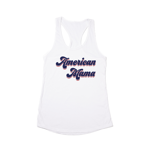American Mama (Blue) - Women's Racerback Tank Top (White)