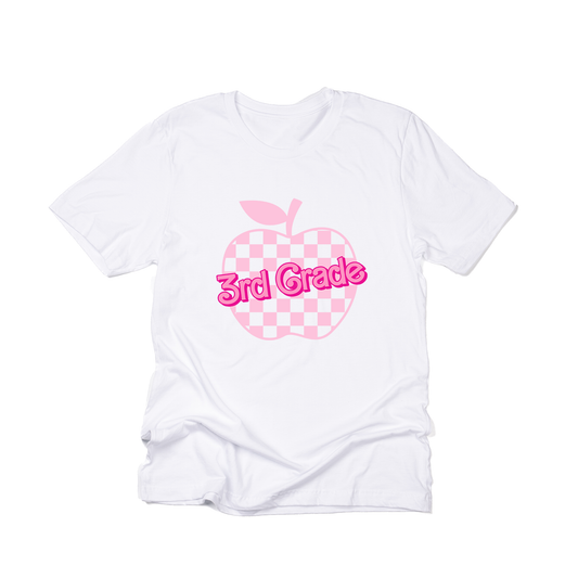 Checkered Apple Pick your Grade (Across Front) - Tee (White)