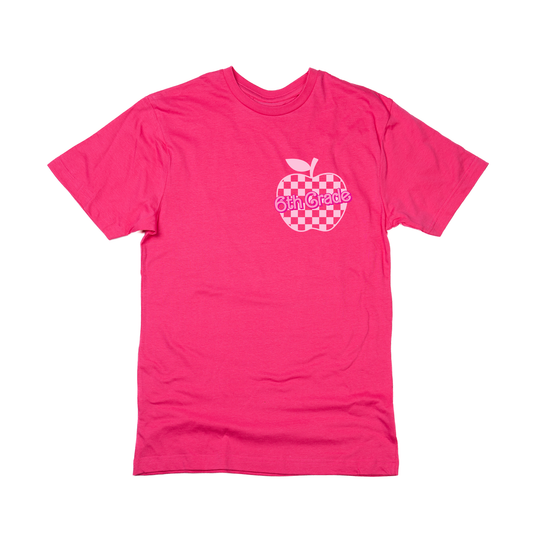 Checkered Apple Pick your Grade (Pocket) - Tee (Hot Pink)