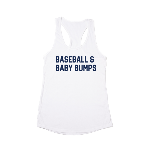 Baseball & Baby Bumps (Navy) - Women's Racerback Tank Top (White)