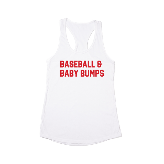 Baseball & Baby Bumps (Red) - Women's Racerback Tank Top (White)