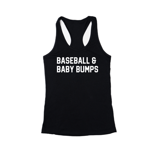 Baseball & Baby Bumps (White) - Women's Racerback Tank Top (Black)