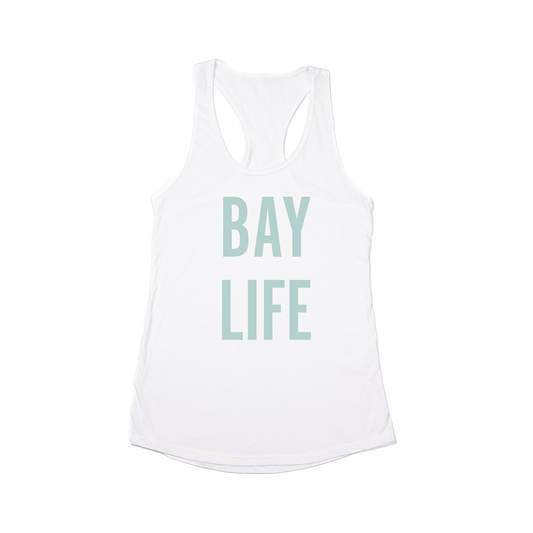 Bay Life (Sky) - Women's Racerback Tank Top (White)