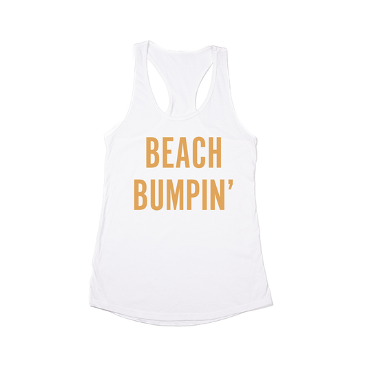 Beach Bumpin' (Mustard) - Women's Racerback Tank Top (White)