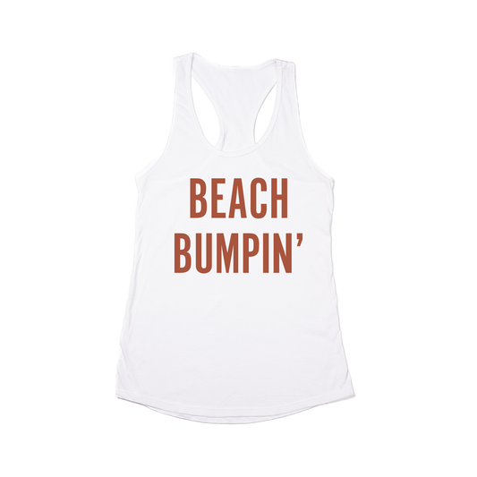 Beach Bumpin' (Rust) - Women's Racerback Tank Top (White)