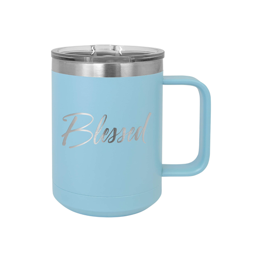 Blessed Cursive - 15oz Coffee Mug Tumbler