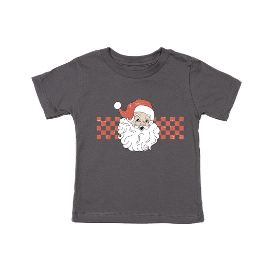 Checkered Santa Claus (Red) - Kids Tee (Ash)