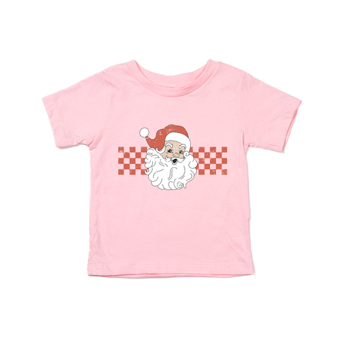 Checkered Santa Claus (Red) - Kids Tee (Pink)