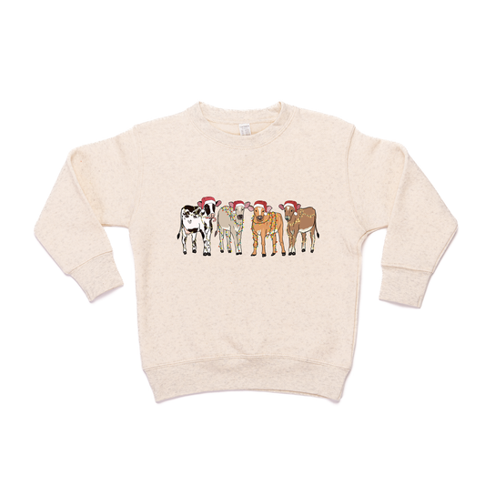 Christmas Cows - Kids Sweatshirt (Heather Natural)