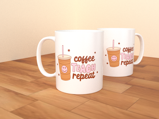 Coffee, Teach, Repeat - Coffee Mug (White)