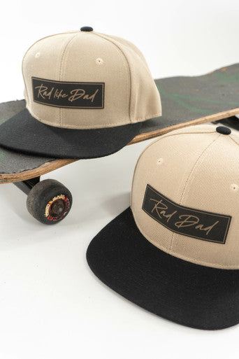 Rad Dad (Signature, Leather Patch) - Trucker Hat (Khaki/Black)