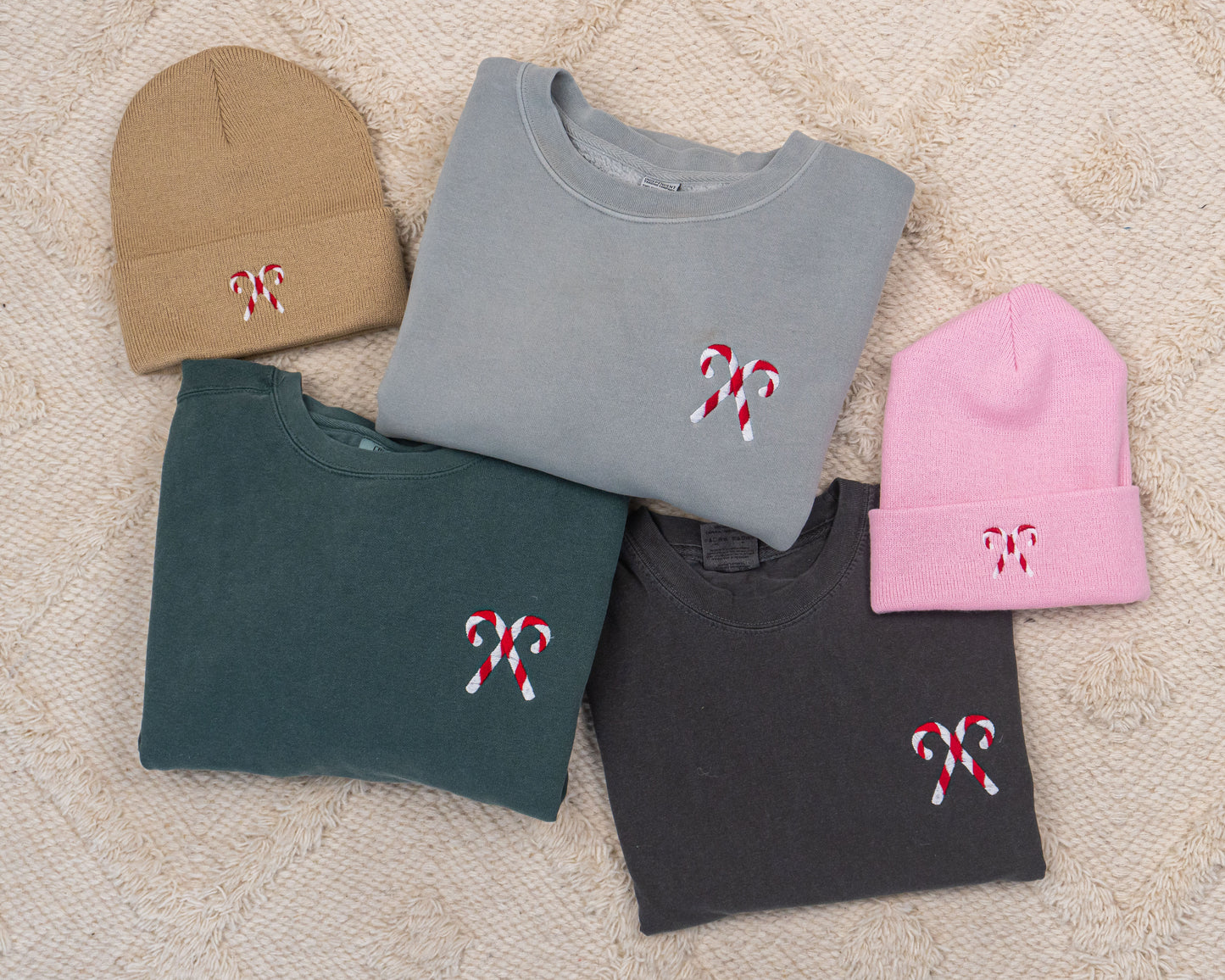 Candy Canes (Pocket) - Embroidered Sweatshirt (Blue Spruce)
