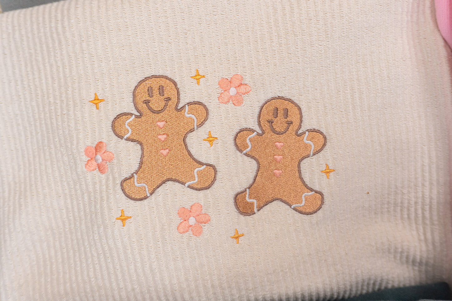 Daisy Gingerbread Cookies - Embroidered Corded Sweatshirt (Ivory)