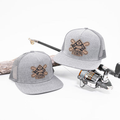 Fishing Buddies (Leather Patch) - Trucker Hat (Heather Gray)
