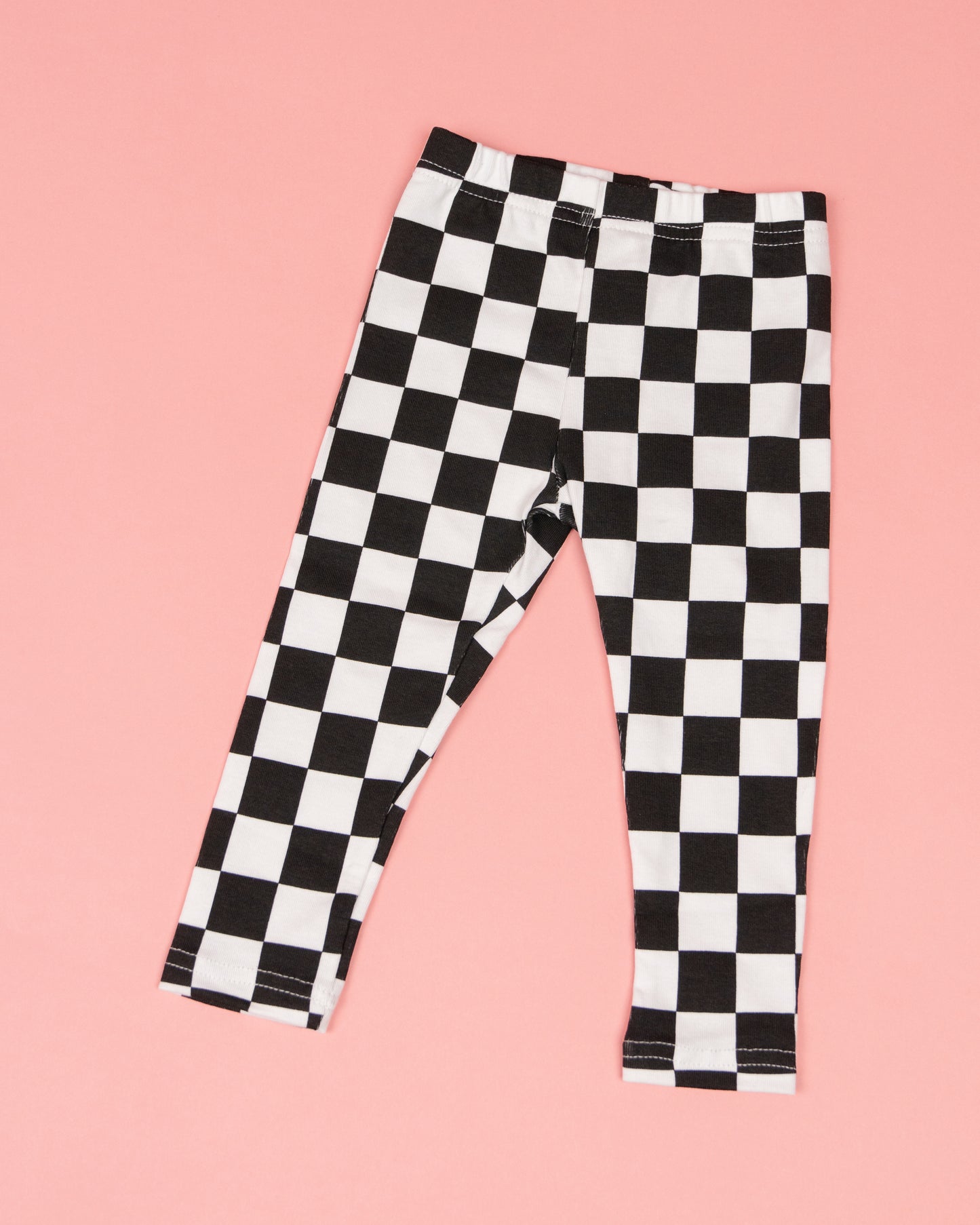 Checkered Straight Leggings - Black