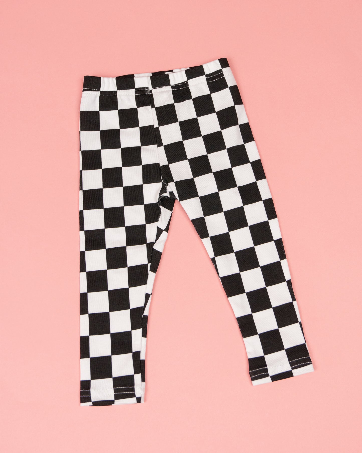 Checkered Straight Leggings - Black