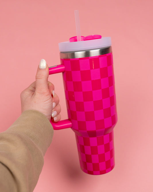 Pink Checkered Stainless Steel 40 oz. Stanleigh Tumbler