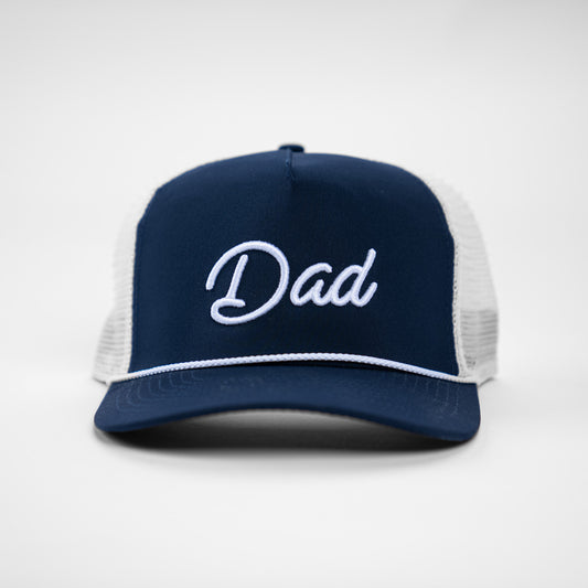 Dad (Ace 3D Puff, White) - Rope Hat (Navy/White)