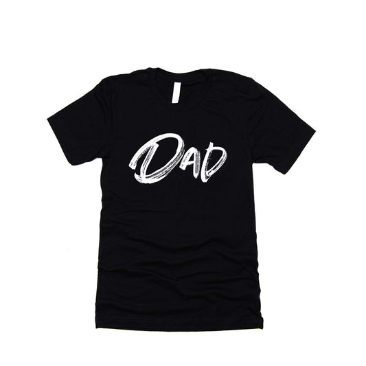 Dad (Brushed, White, Across Front) - Tee (Black)