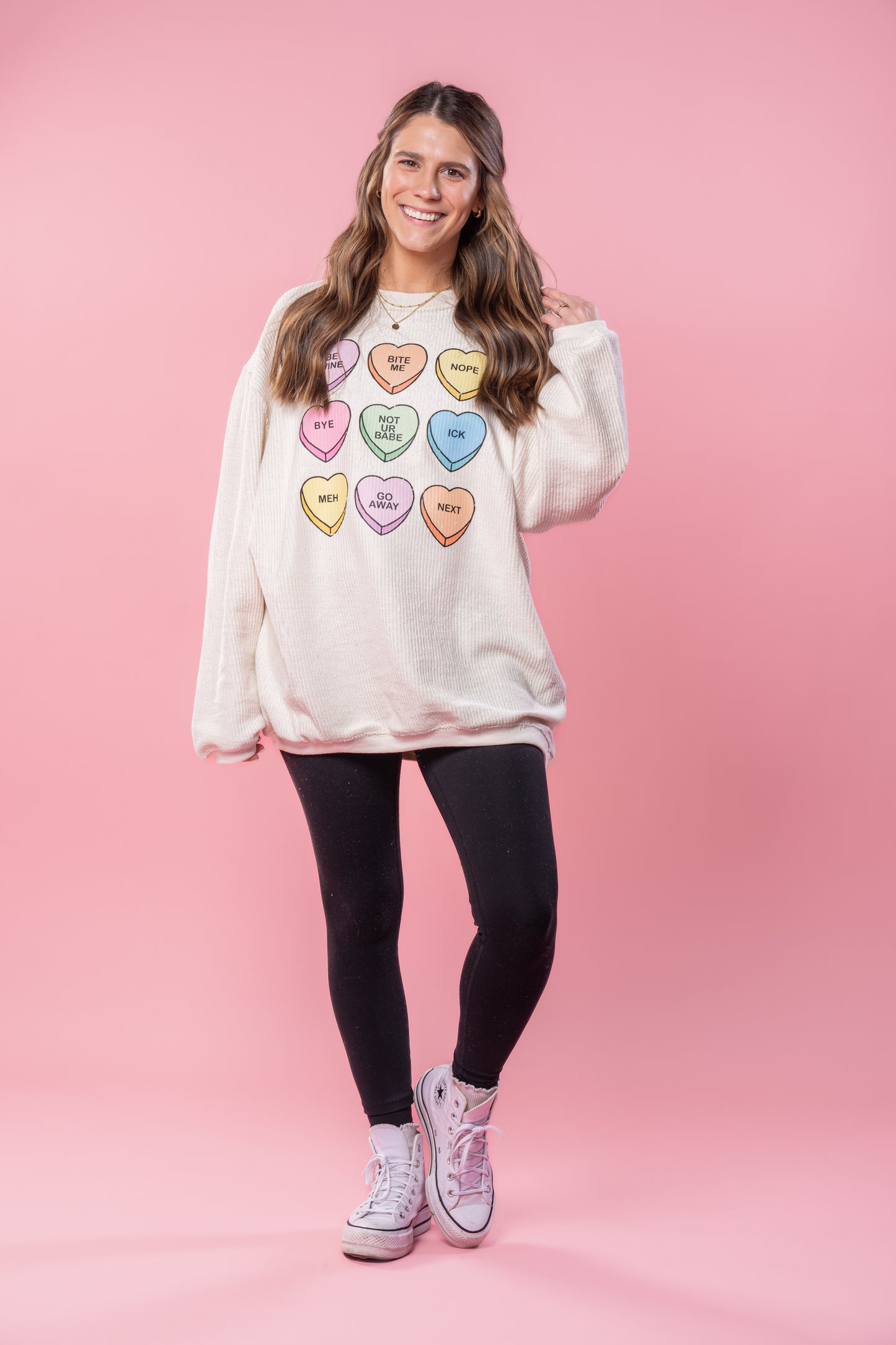 Anti Valentine Conversation Hearts - Corded Sweatshirt (Ivory)