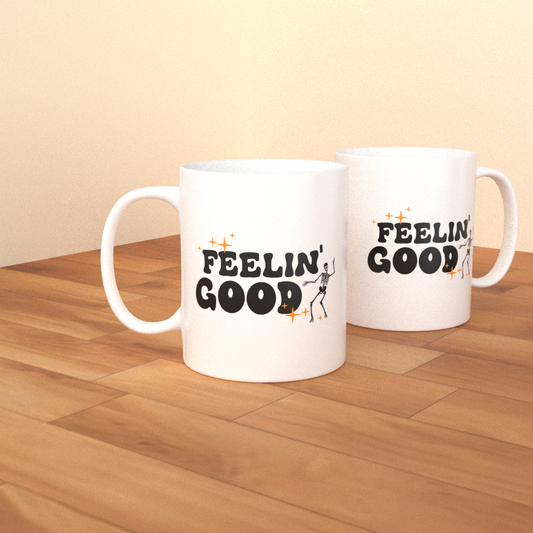 Feelin' Good Skeleton - Coffee Mug (White)