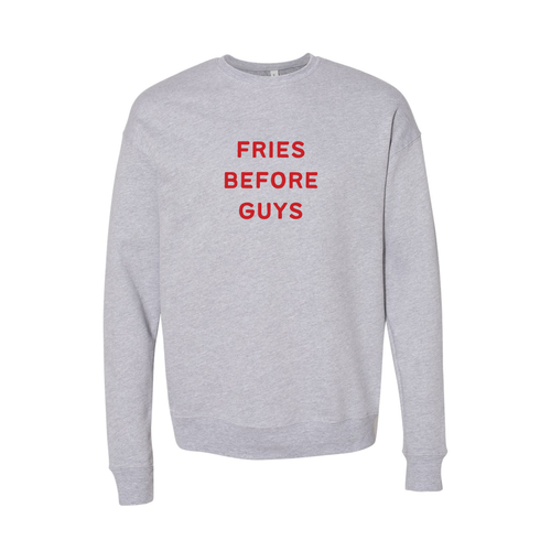 Fries Before Guys (Red) - Sweatshirt (Heather Gray)