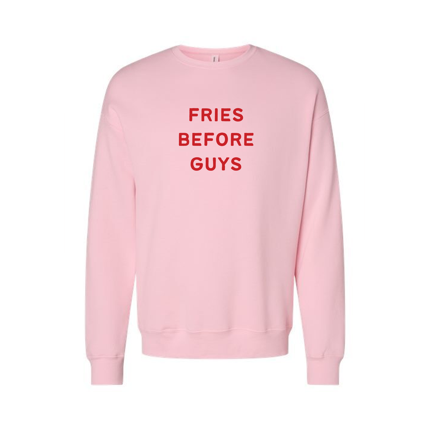 Fries Before Guys (Red) - Sweatshirt (Light Pink)
