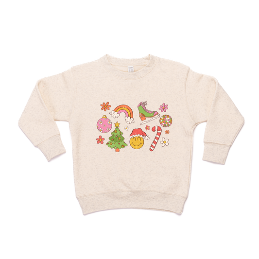 Groovy Christmas - Kids Sweatshirt (Heather Natural)
