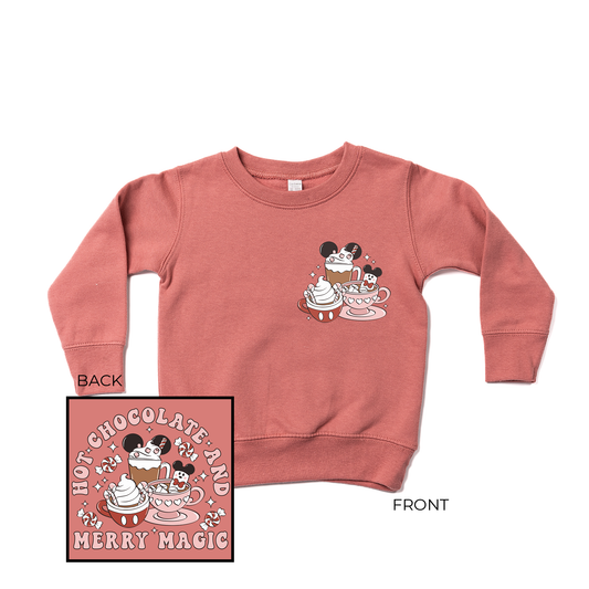 Hot Chocolate and Merry Magic (Pocket & Back) - Kids Sweatshirt (Mauve)
