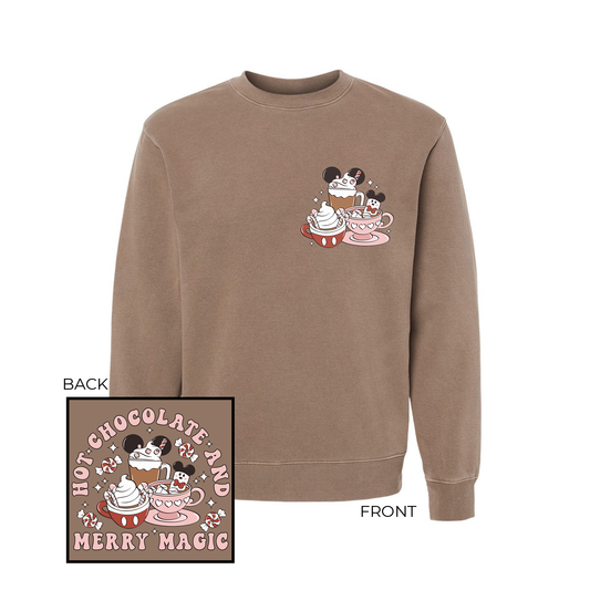 Hot Chocolate and Merry Magic (Pocket & Back) - Sweatshirt (Cocoa)