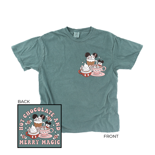 Hot Chocolate and Merry Magic (Pocket & Back) - Tee (Blue Spruce)
