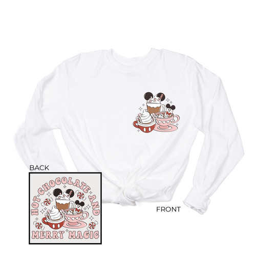 Hot Chocolate and Merry Magic (Pocket & Back) - Tee (Vintage White, Long Sleeve)