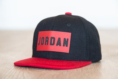 JORDAN (Leather Custom Name Patch) - Kids Trucker Hat (Black/Red)