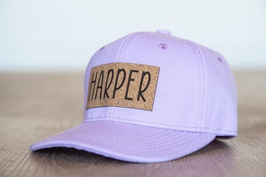 HARPER (Leather Custom Name Patch) - Kids Trucker Hat (Lilac)