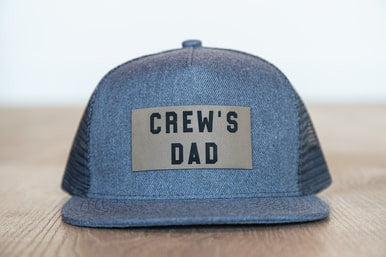 Crew's Dad (Leather Custom Name Patch) - Trucker Hat (Heather Charcoal)