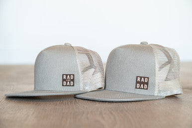 Rad like Dad (Signature) Leather Patch - Kids Trucker Hat (Khaki/Black)