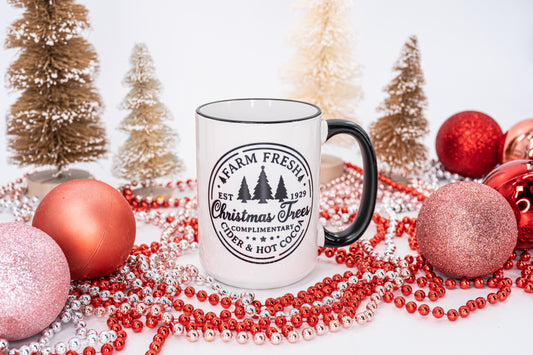 Farm Fresh Christmas Trees  - Coffee Mug (Black Handle & Rim)