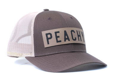 Peachy (Rough, Leather Patch) - Trucker Hat (Brown/Tan)