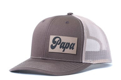 Papa (Retro, Leather patch) - Trucker Hat (Brown/Tan)